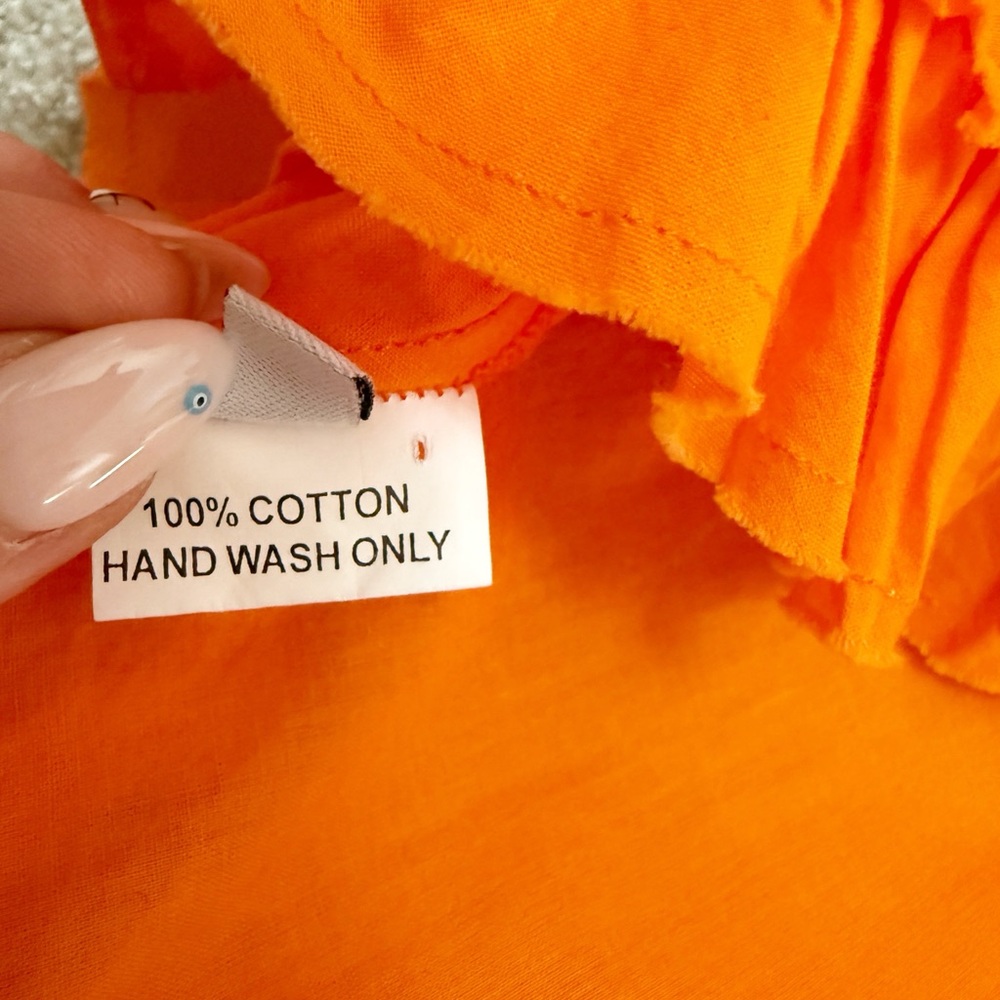Anya Hindmarch - Orange Ruffled Beach Coverup Dress - 100% Cotton - size Large - Picture 11 of 16